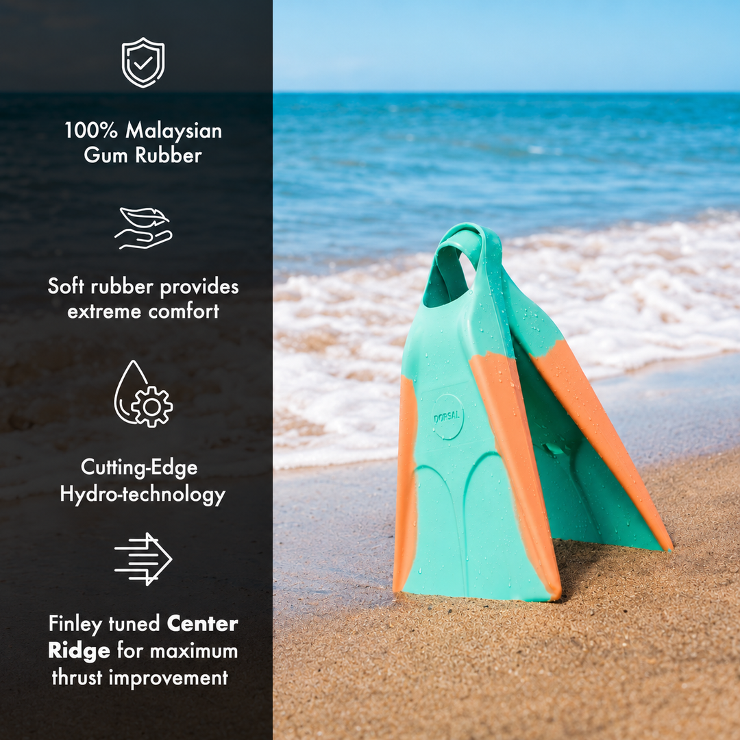 DORSAL Floating Bodyboard & Bodysurfing Swim Fins - Pink/Aqua