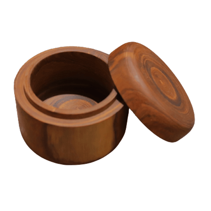 Small Teak Wood Seasoning Bowl, Handturned and Handcarved in Indonesia