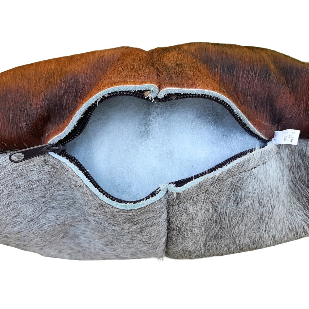Rustic Cowhide Patchwork Pillow – Natural Hair-on-Hide, Double-Sided 16×16