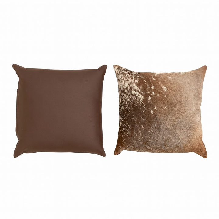 Rustic Cowhide Throw Pillow – Genuine Cowhide Front with Leather Back