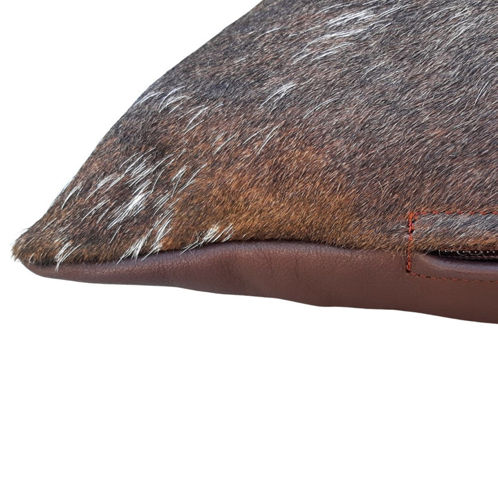 Rustic Cowhide Throw Pillow – Genuine Cowhide Front with Leather Back