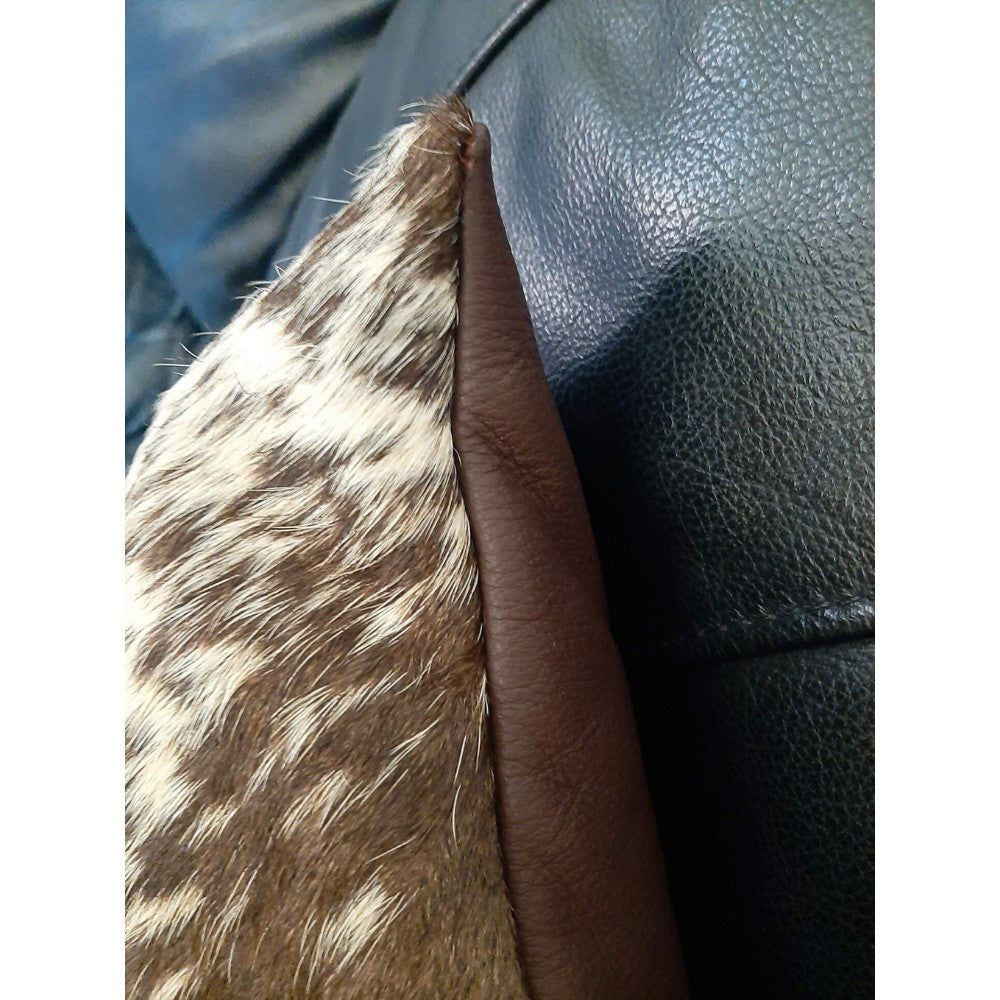 Rustic Cowhide Throw Pillow – Genuine Cowhide Front with Leather Back