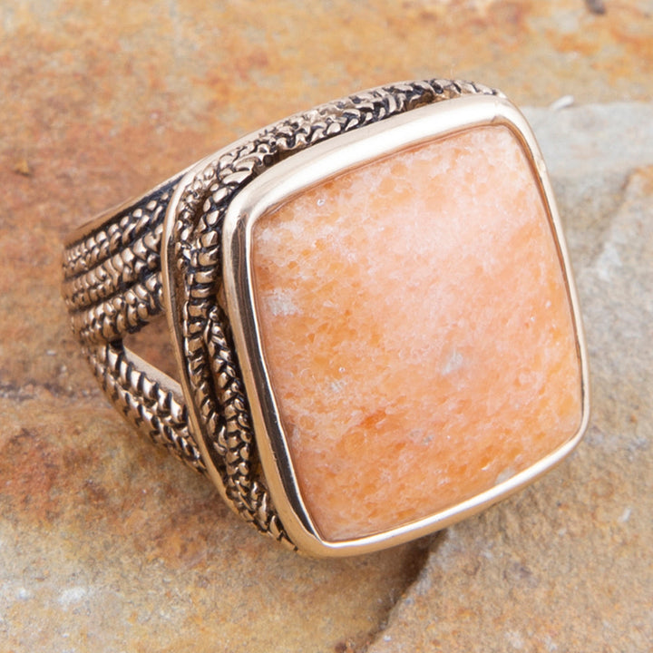 Yellow Agate and Golden Statement Ring