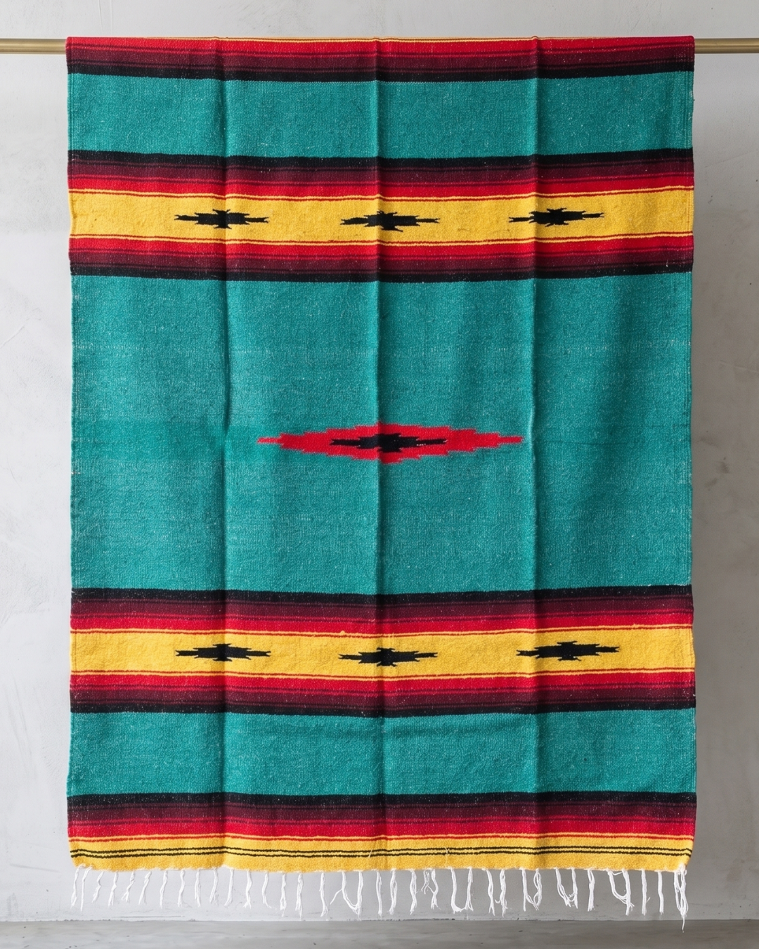 Teal Sunrise Heavyweight Mexican Blanket