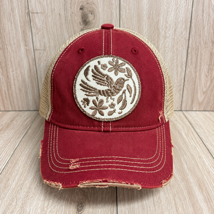 Boho Bird Distressed Trucker Hat