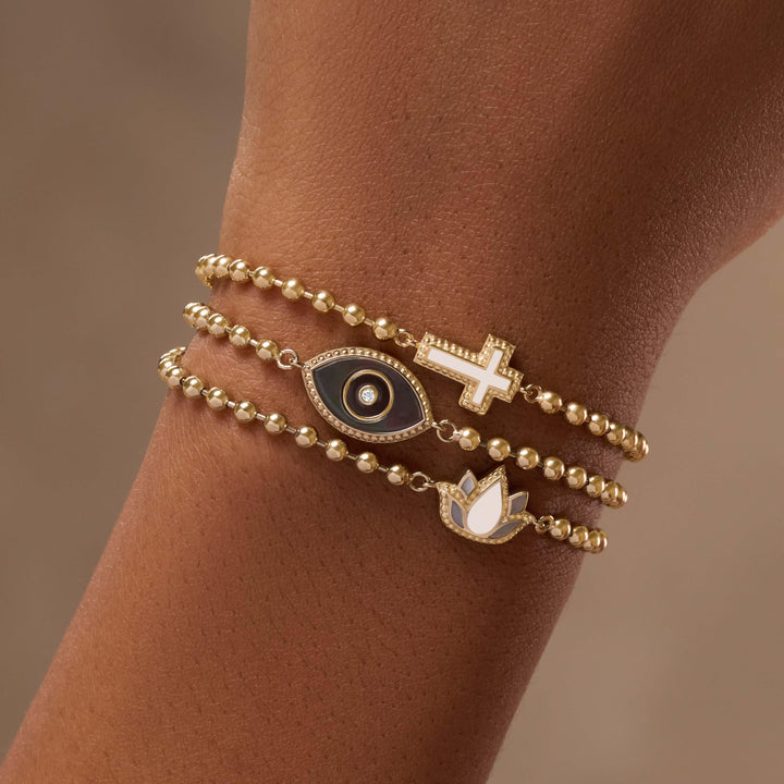 Sparkling Soul Mother of Pearl Cross Bracelet