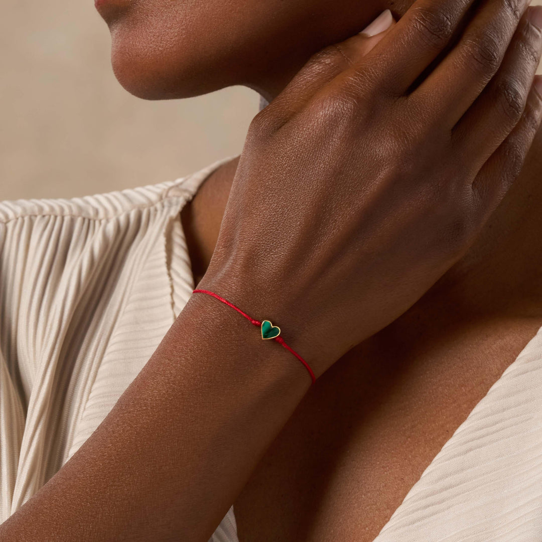 Lucky in Love Malachite Red String Bracelet