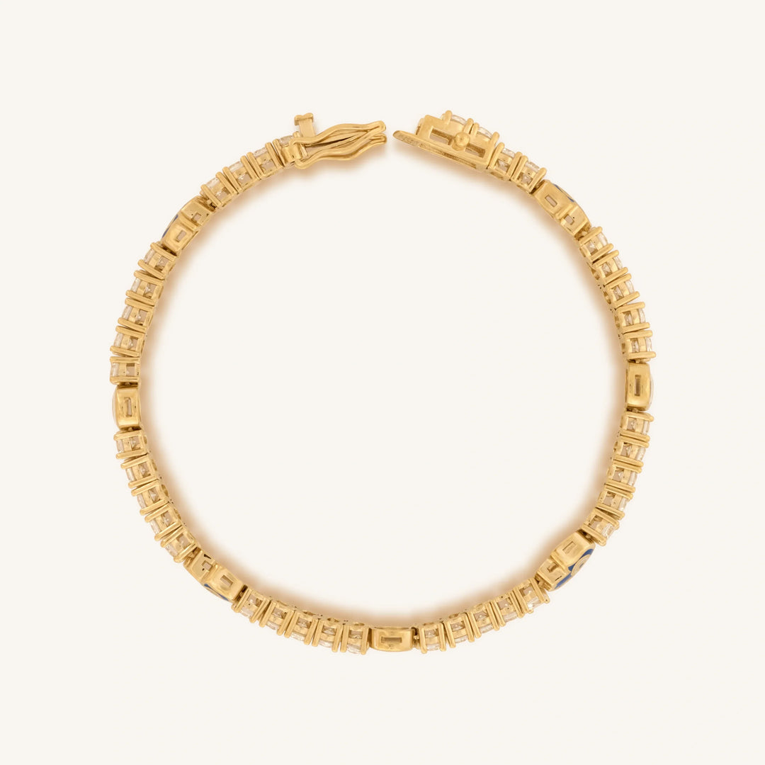 Warden of Peace Gold Evil Eye & Hamsa Tennis Bracelet