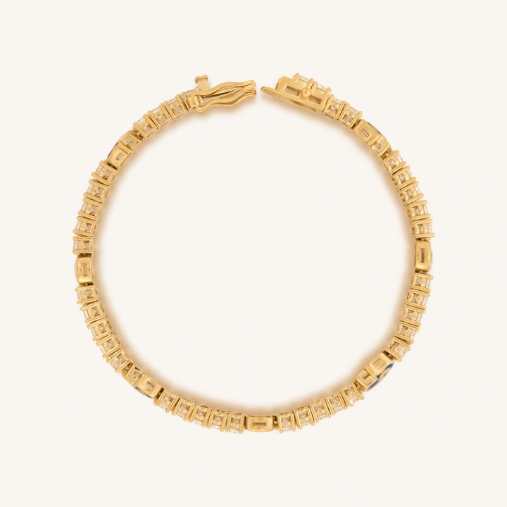 Warden of Peace Gold Evil Eye & Hamsa Tennis Bracelet