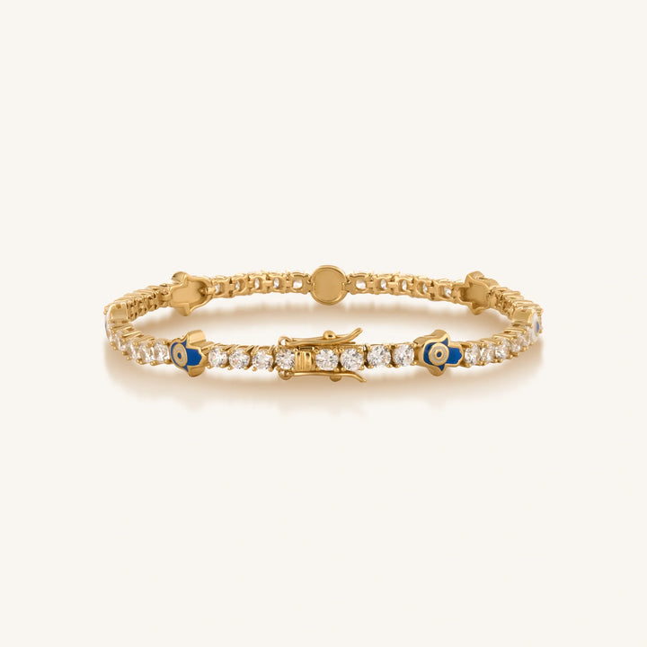 Warden of Peace Gold Evil Eye & Hamsa Tennis Bracelet