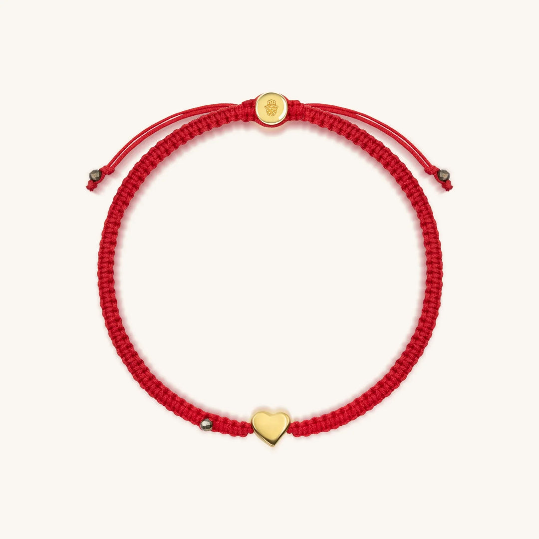 Enchanting Love Red String Gold Heart Charm Bracelet