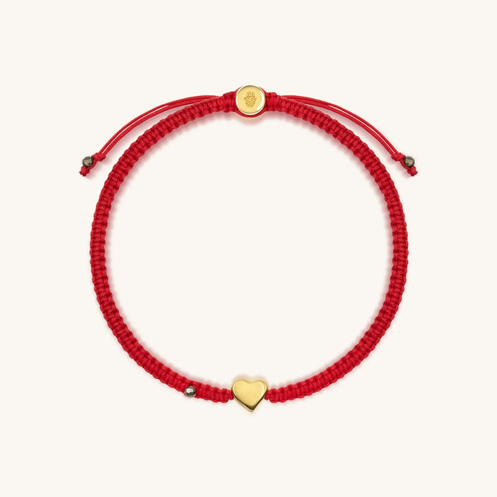 Enchanting Love Red String Gold Heart Charm Bracelet