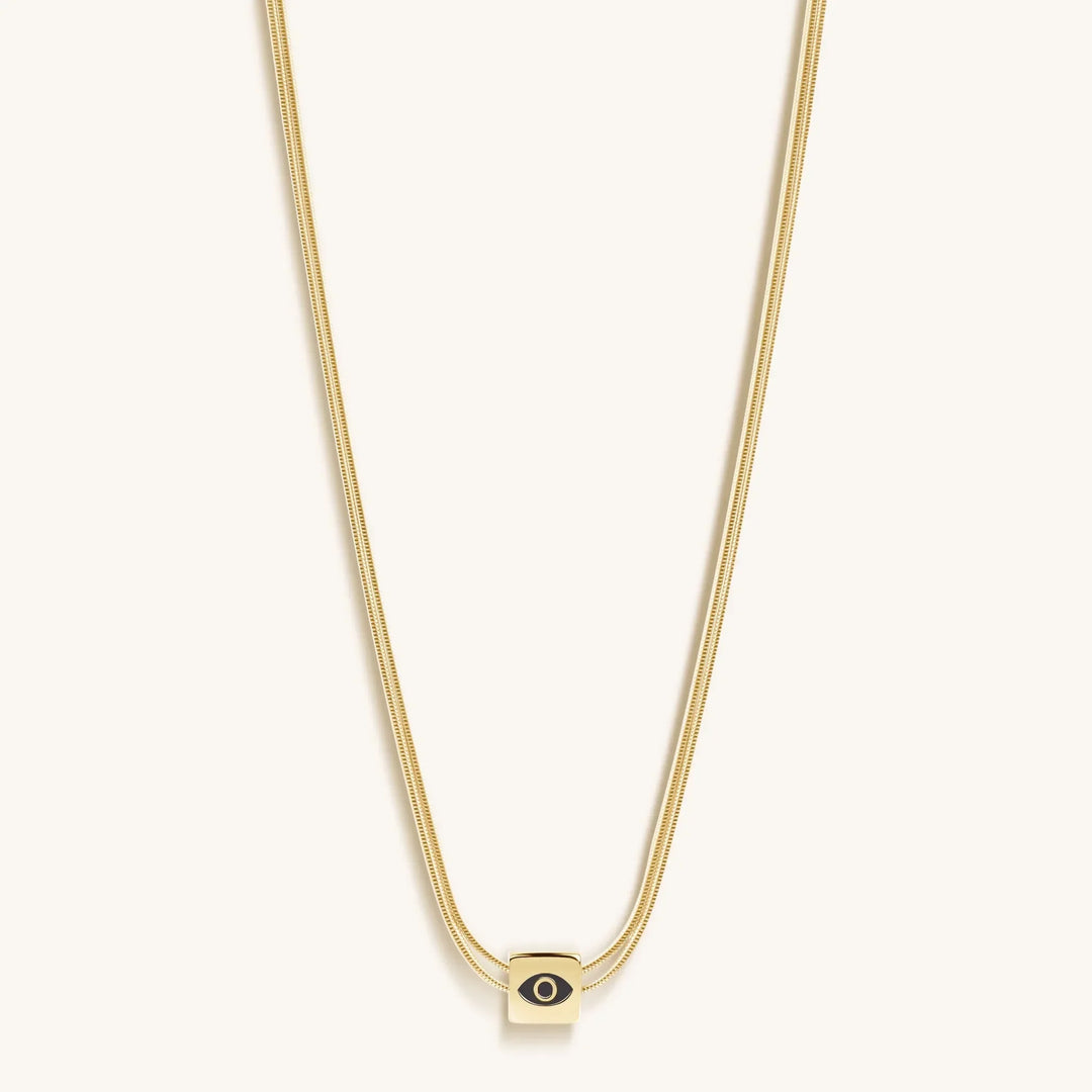 Nurture & Thrive Aquamarine Evil Eye March Birthstone Necklace