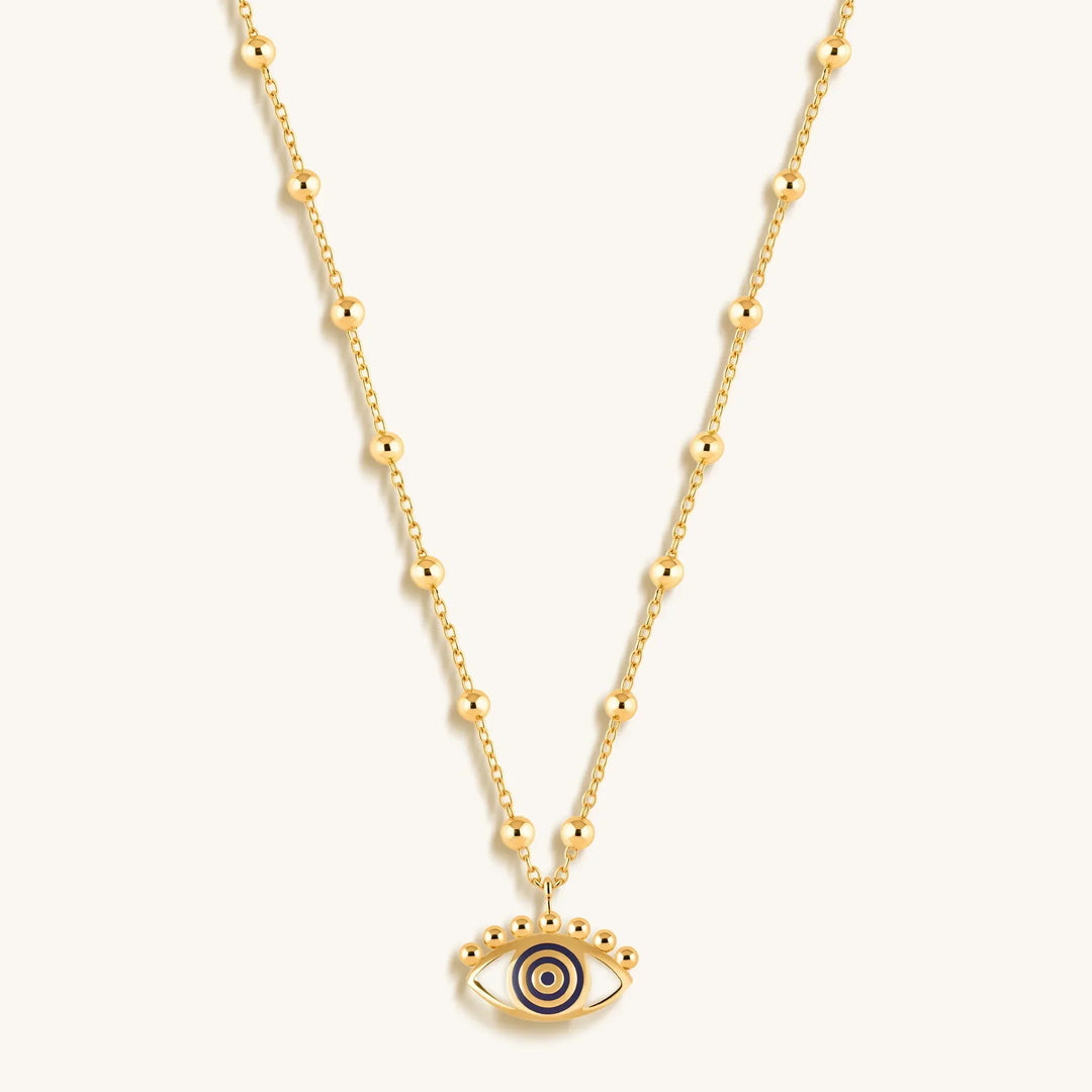 Cheerful Outlook Enamel Evil Eye Pendant Necklace