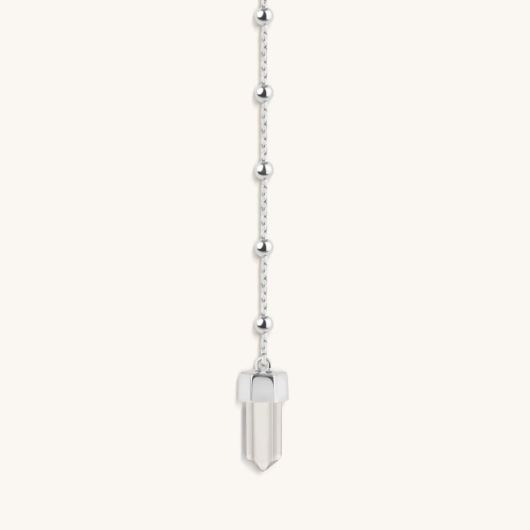 Clear Mind Crystal Quartz Silver Evil Eye Necklace