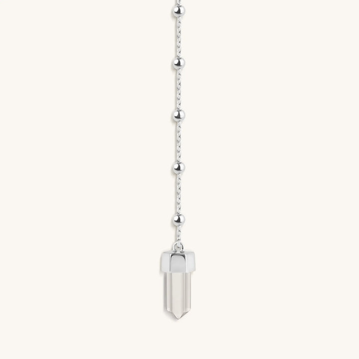 Clear Mind Crystal Quartz Silver Evil Eye Necklace