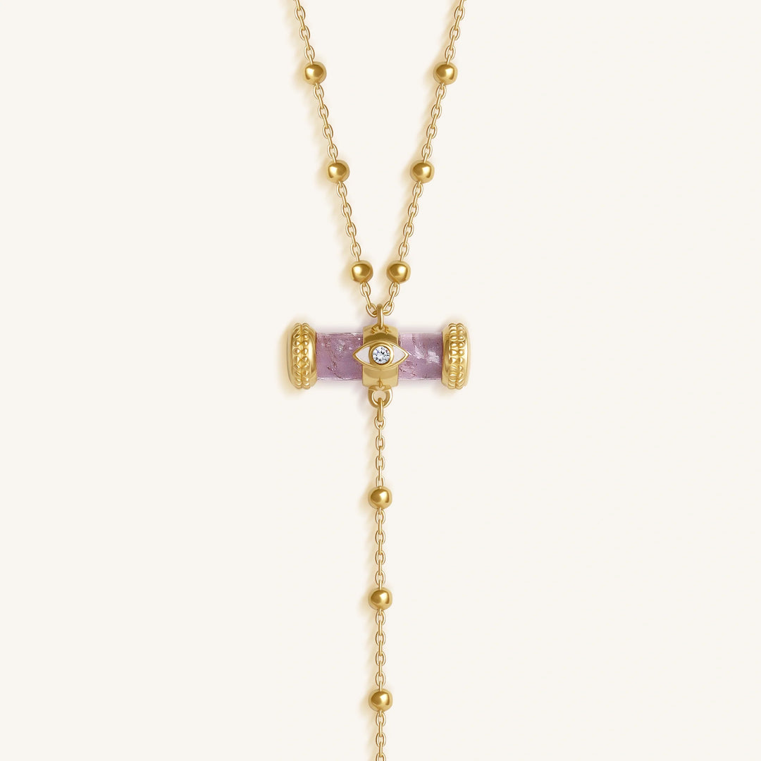 Sacred Remedy Gold Amethyst Evil Eye Necklace