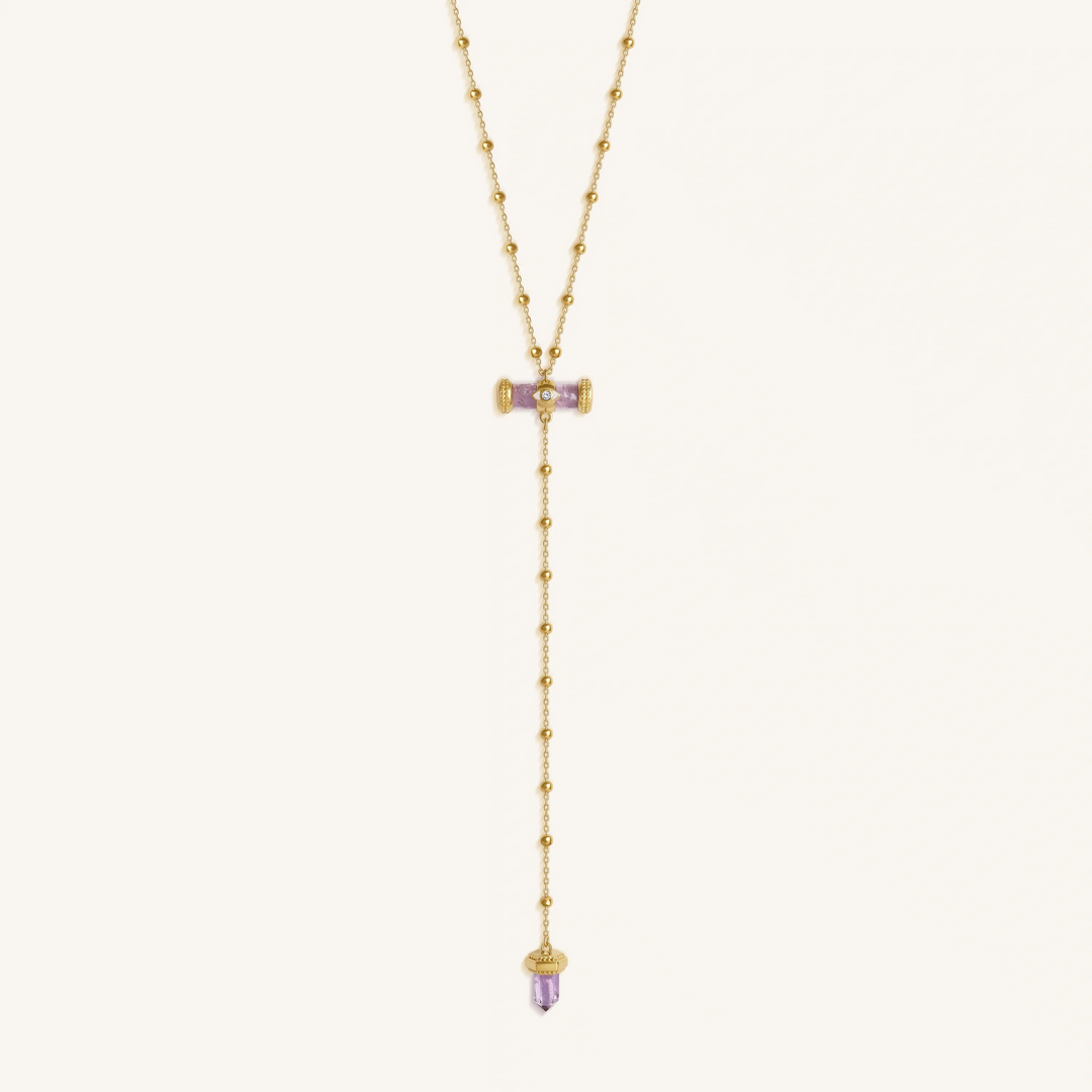 Sacred Remedy Gold Amethyst Evil Eye Necklace