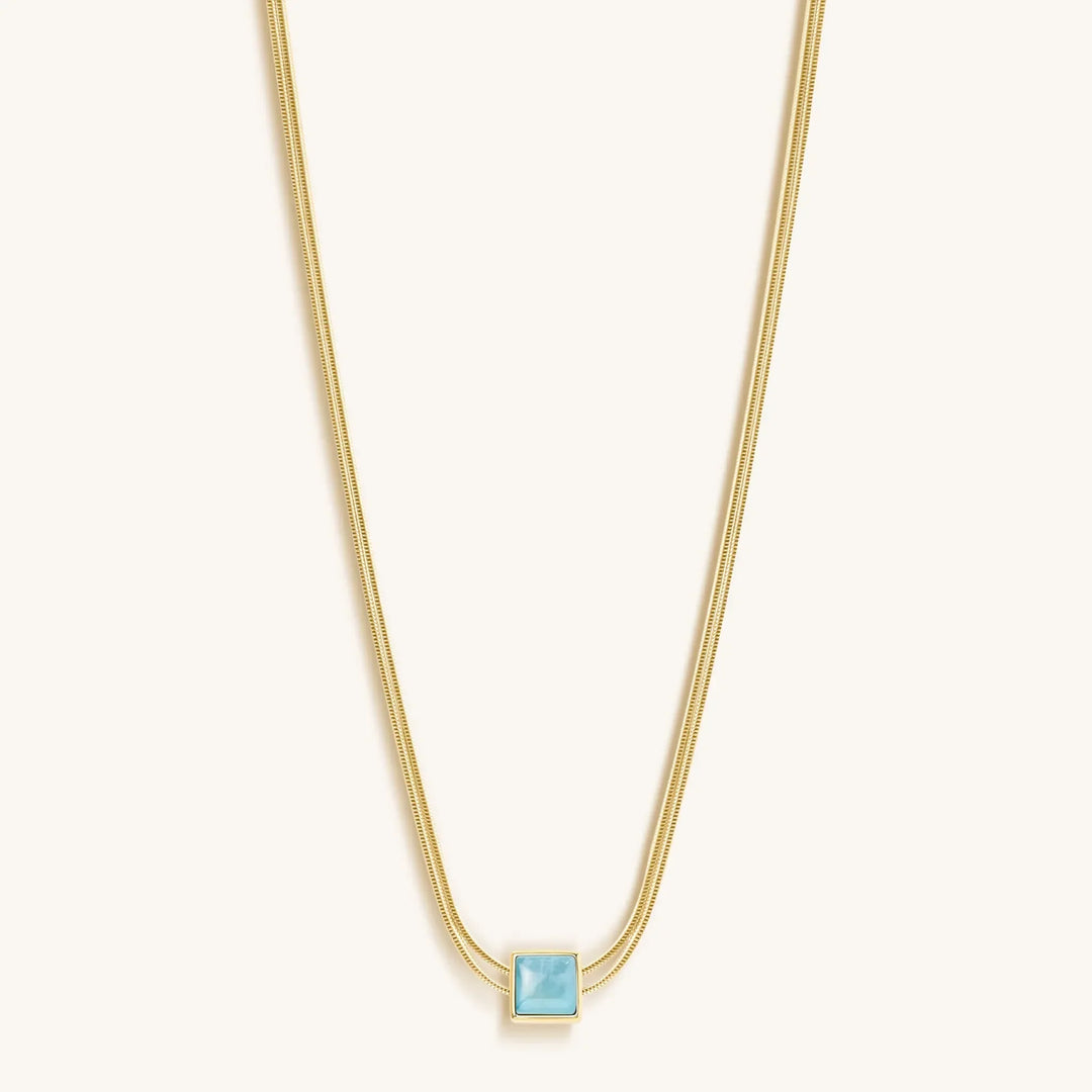 Nurture & Thrive Aquamarine Evil Eye March Birthstone Necklace