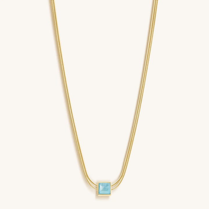 Nurture & Thrive Aquamarine Evil Eye March Birthstone Necklace