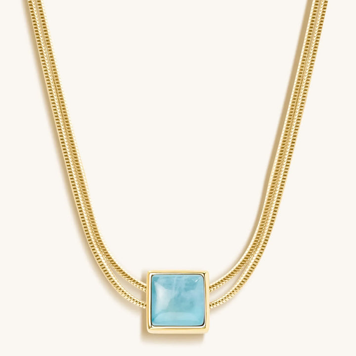 Nurture & Thrive Aquamarine Evil Eye March Birthstone Necklace
