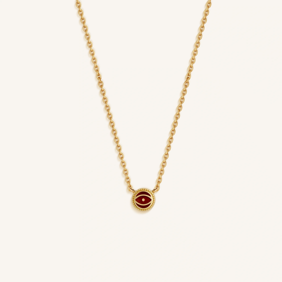 Radiant Shield Garnet January Birthstone Evil Eye Necklace