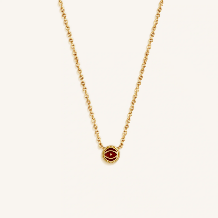 Radiant Shield Garnet January Birthstone Evil Eye Necklace
