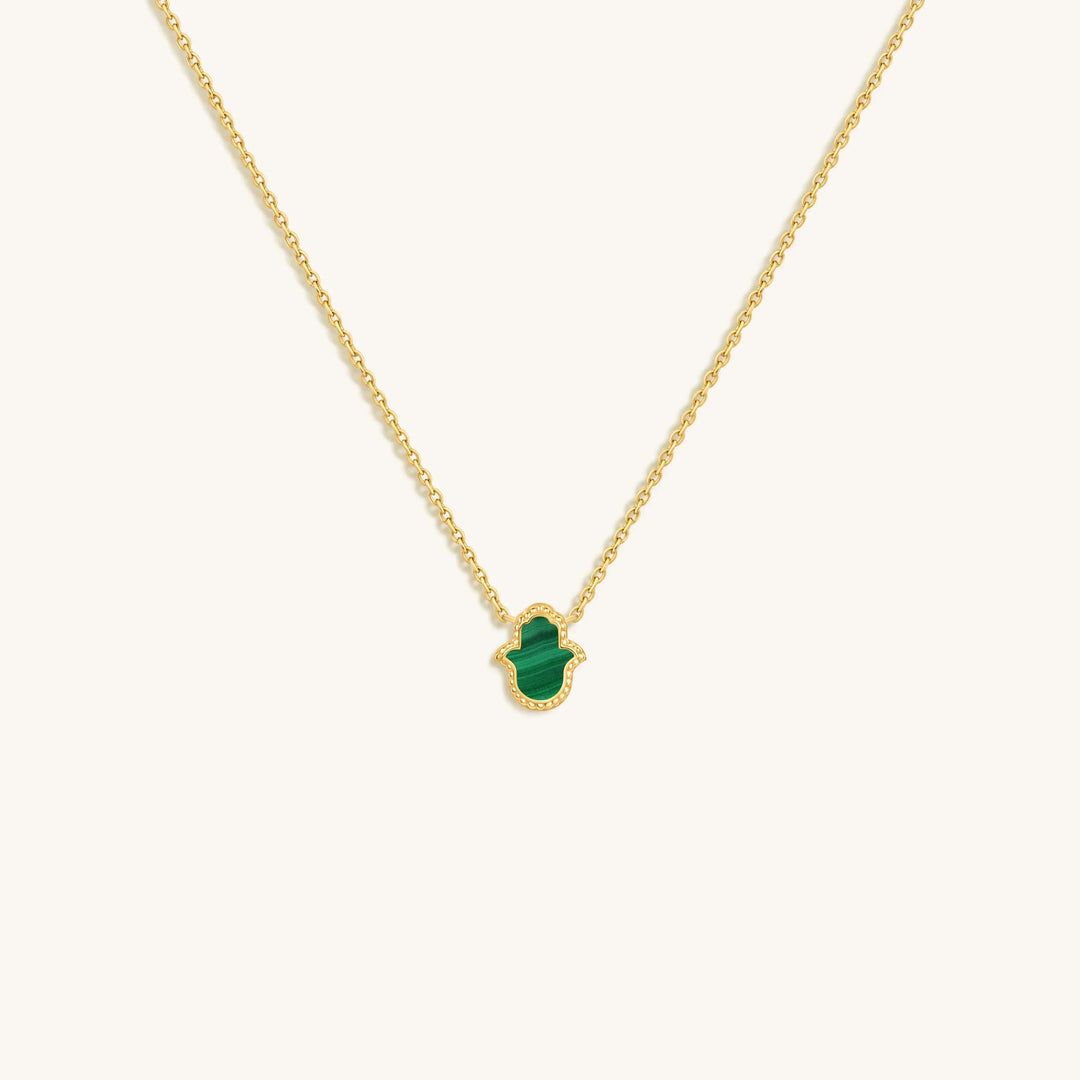 Honest & Bright Malachite Hamsa Gold Necklace