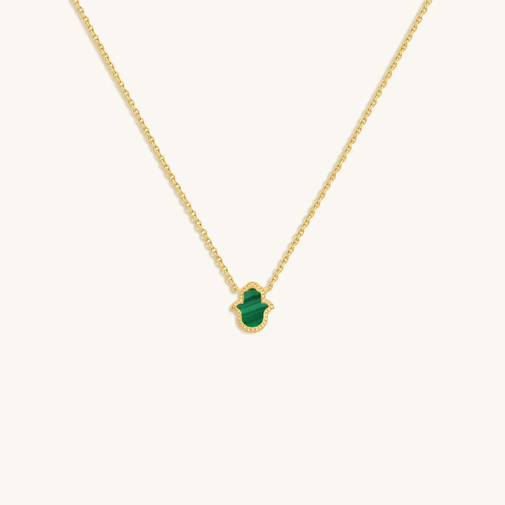 Honest & Bright Malachite Hamsa Gold Necklace