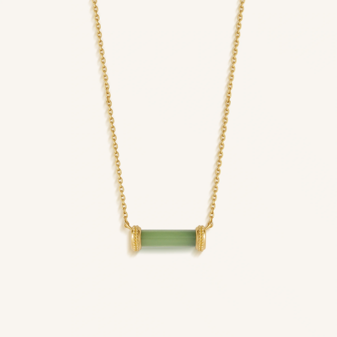 Harmonious Path Jade Inlay Gold Necklace