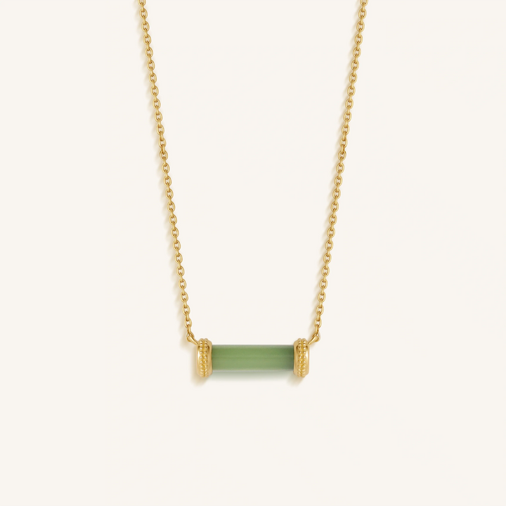 Harmonious Path Jade Inlay Gold Necklace