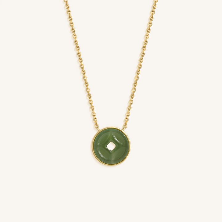 Prosperity Line Jade Lucky Coin Necklace