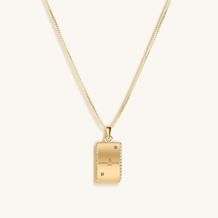 Generous Enthusiasm White Enamel Leo Card Necklace