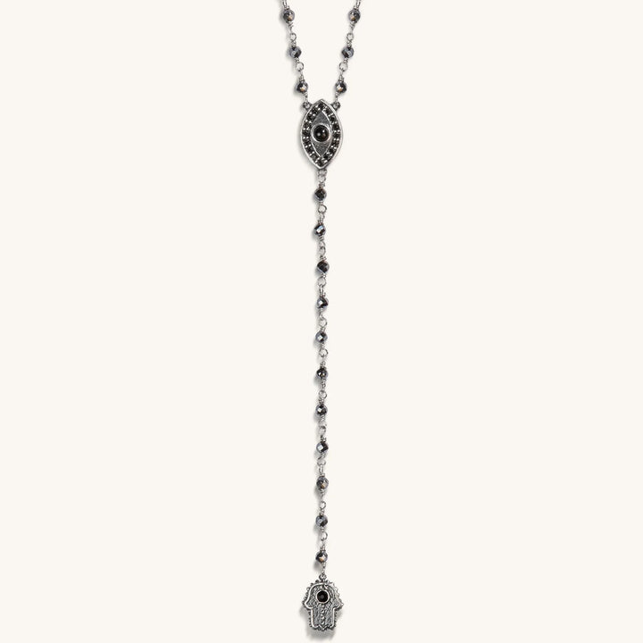 Stand in Strength Rosary Hematite Stone Necklace
