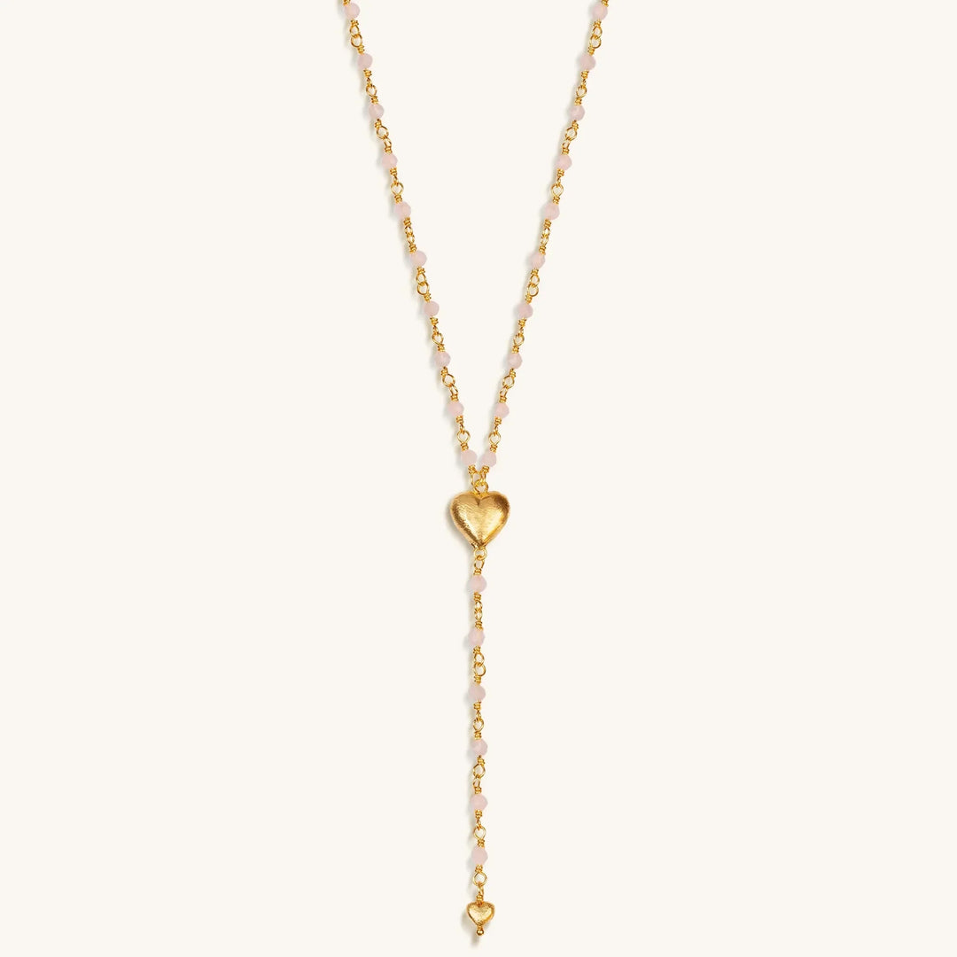 Supreme Love Rose Quartz Heart Gold Plated Necklace