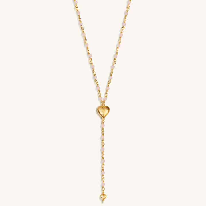 Supreme Love Rose Quartz Heart Gold Plated Necklace
