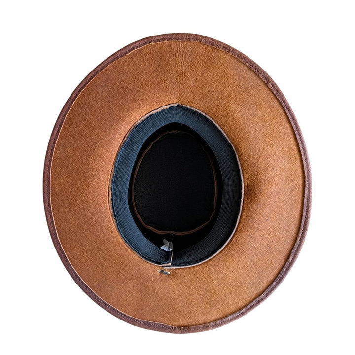Boho Trail Cowboy Hat – Brown Leather, Wide Brim, Braided Hatband