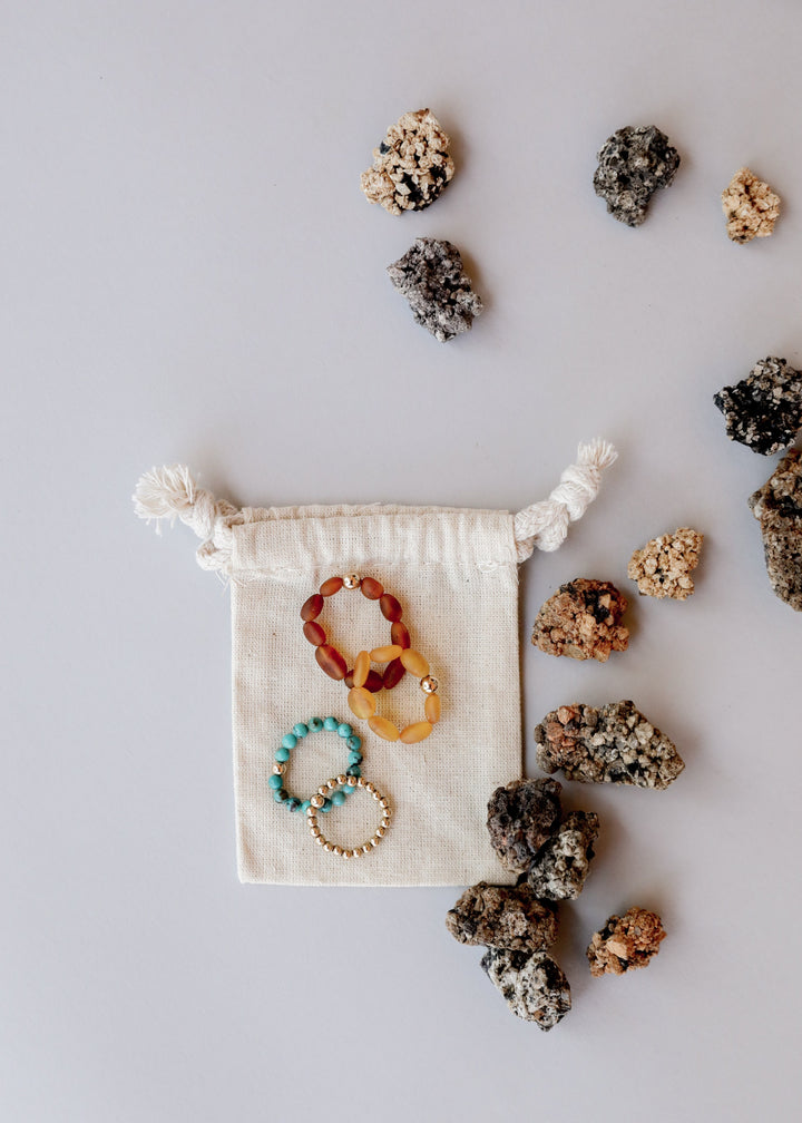 Sterling Silver + 14k Gold Filled || Beaded Stretch Ring