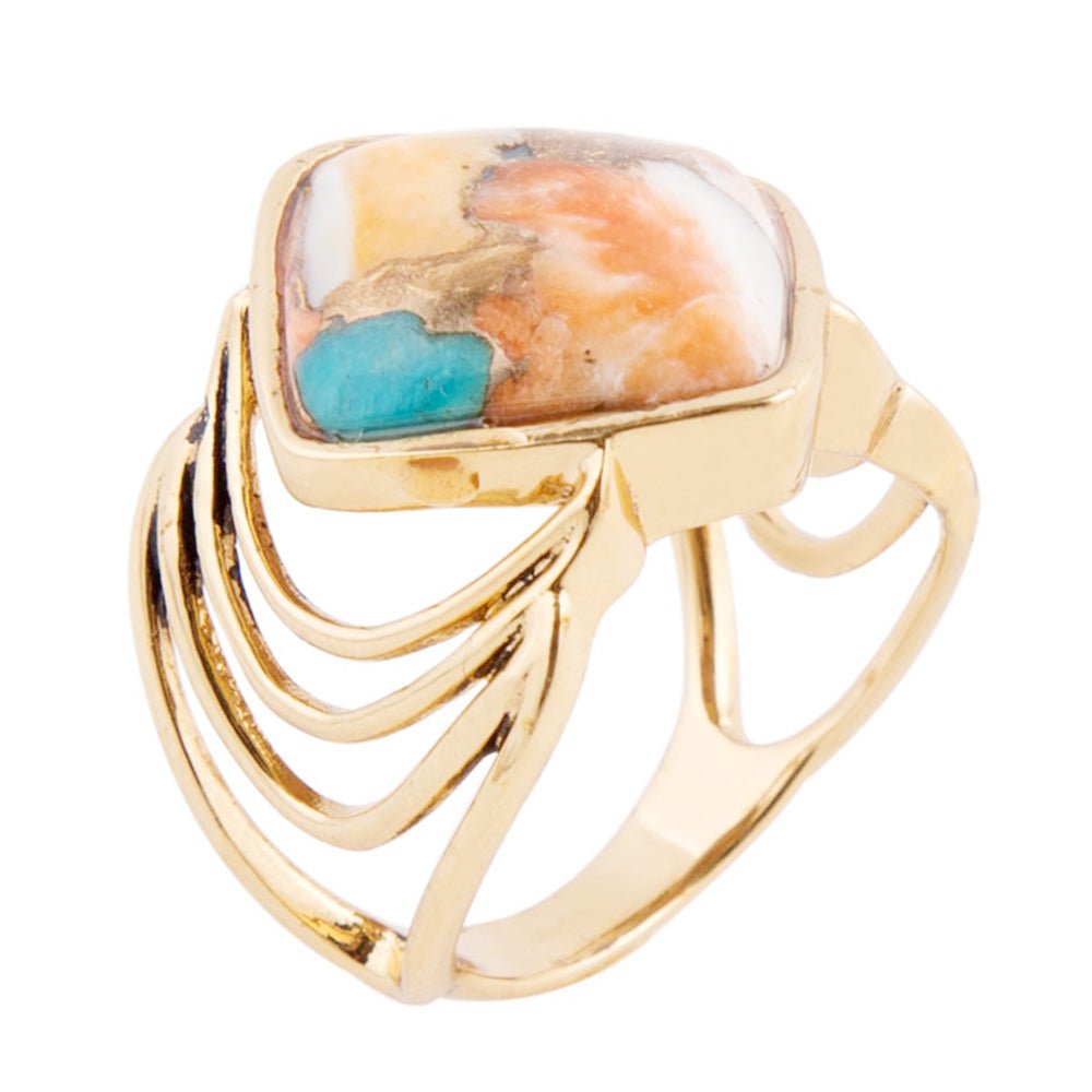 Arrows Blue Turquoise and Orange Spiny Oyster Matrix Golden Ring
