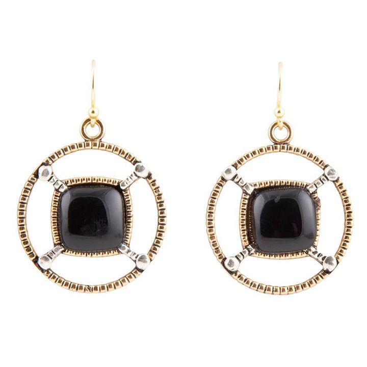 Black Onyx Mixed Metal Drop Earrings