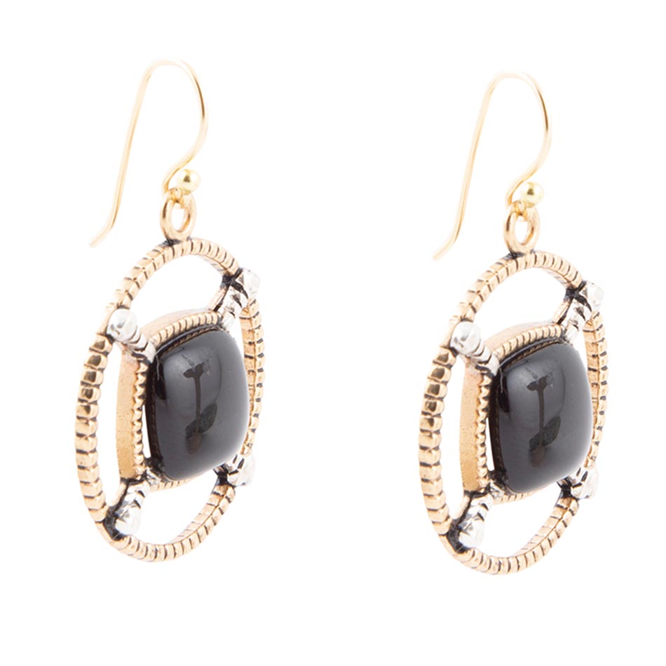 Black Onyx Mixed Metal Drop Earrings