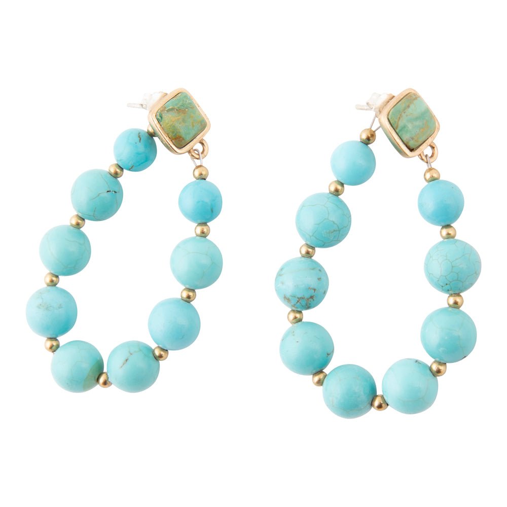 Carly Blue Magnesite Loop Post Golden Earrings