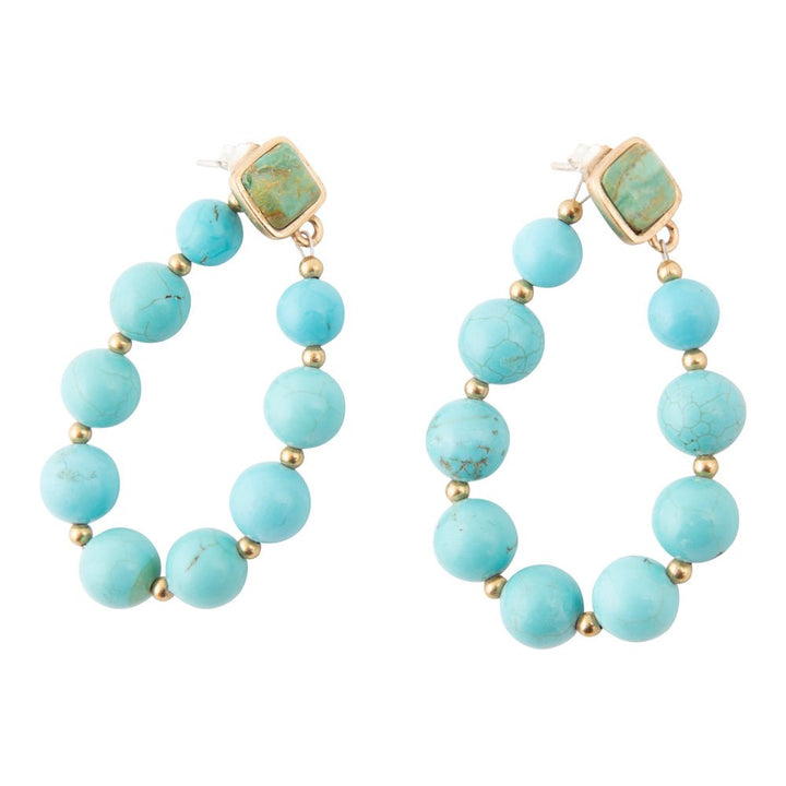 Carly Blue Magnesite Loop Post Golden Earrings