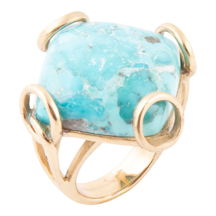 Blue Turquoise Rhombus Statement Ring