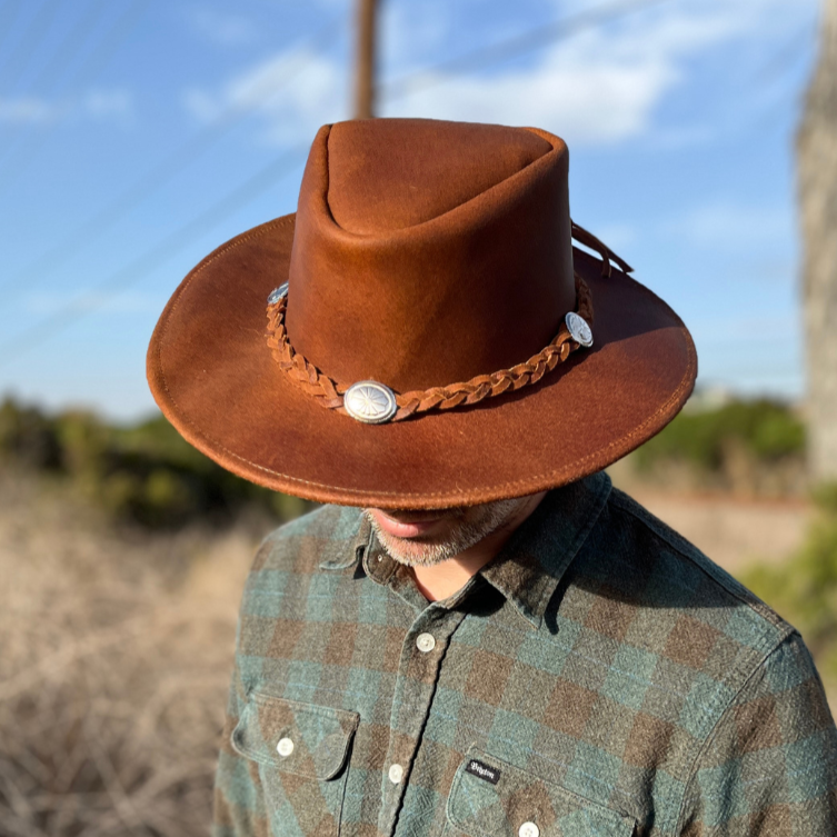 Full Brim Leather Hat | Ranch Style Hat