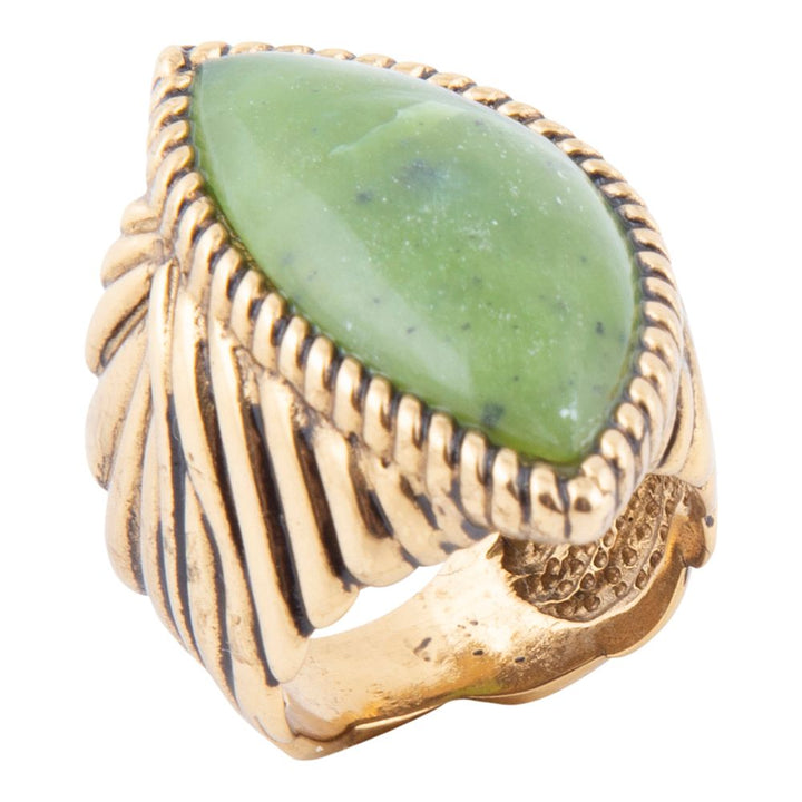 Canadian Green Jade Golden Statement Ring
