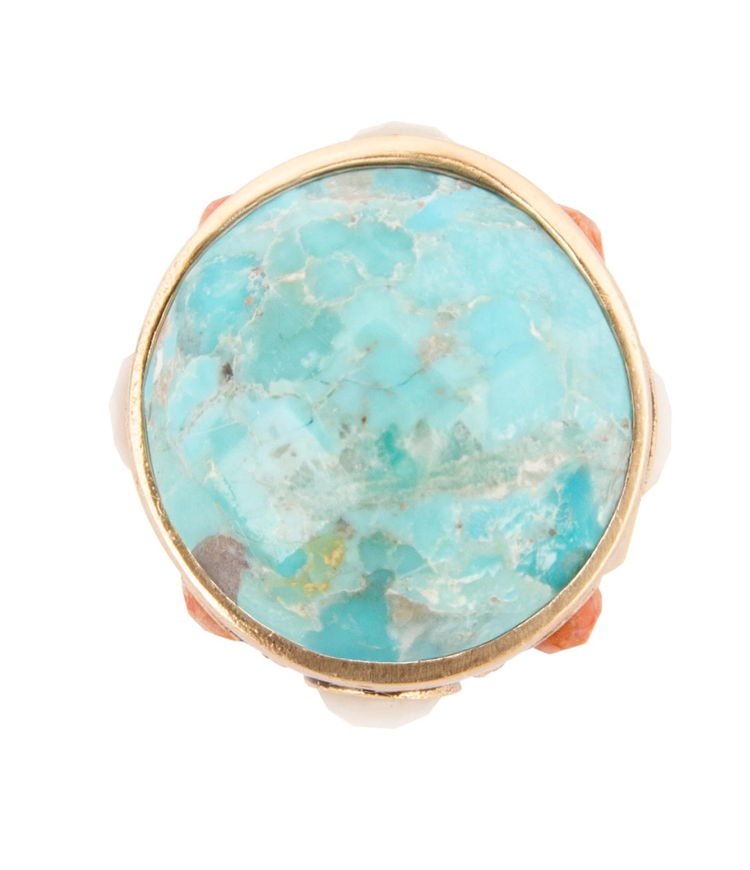 Champs Blue Turquoise and Coral Golden Statement Ring