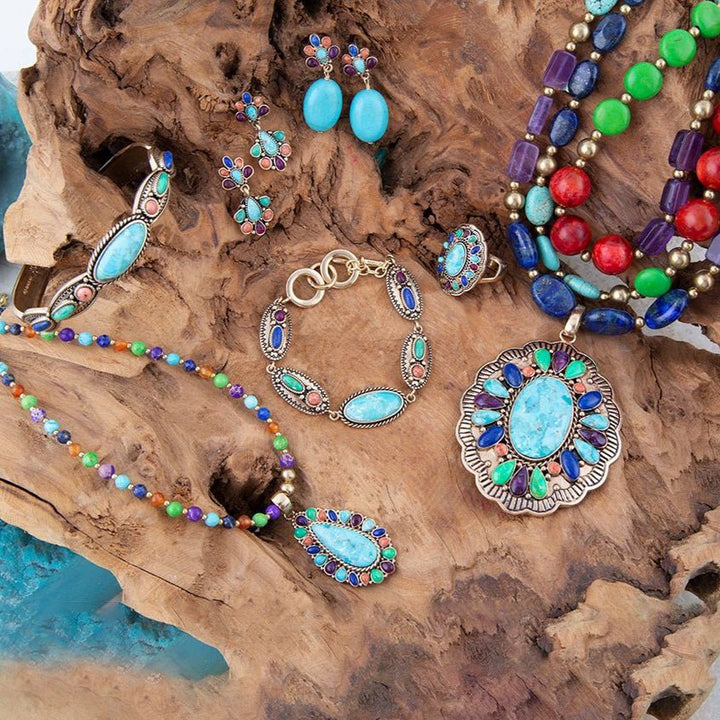 Concho Colorful Golden Statement Ring