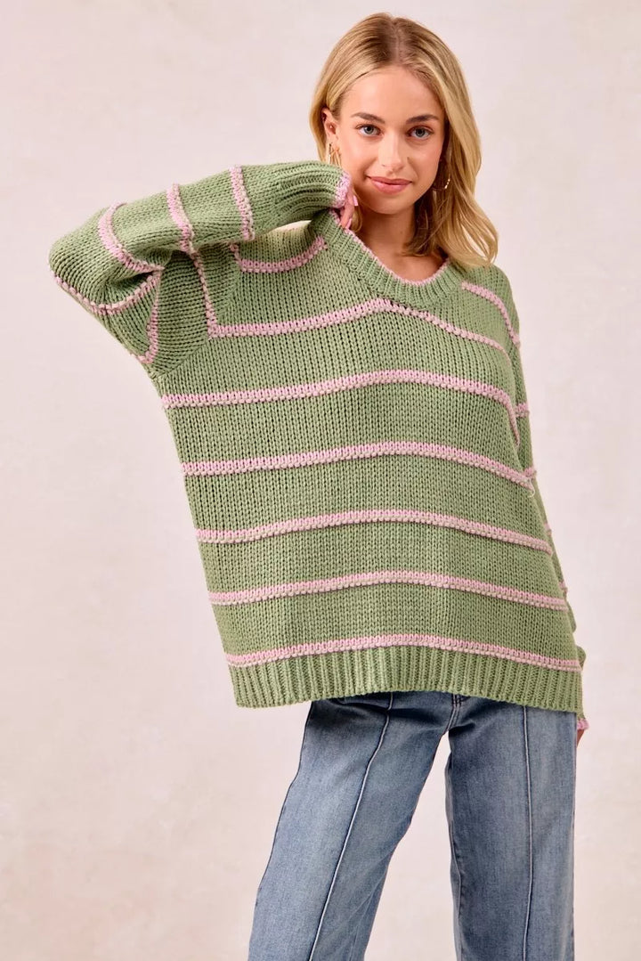 BiBi Striped Long Sleeve Sweater