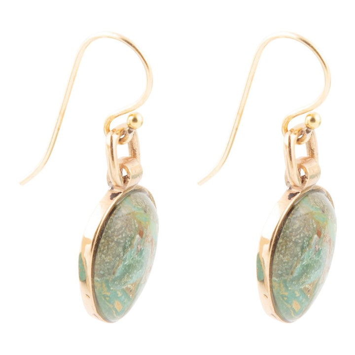 Drops of Blue Turquoise Golden Bronze Drop Earrings